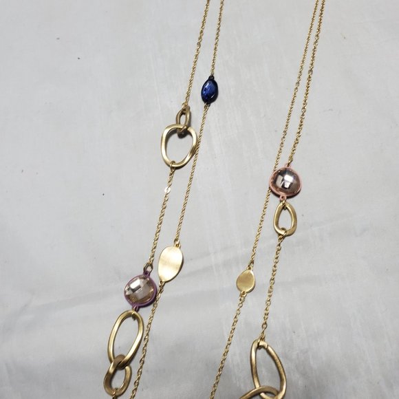 ILLUMINATA multi color stone 2 strand  necklace with gold link and petals - Picture 6 of 8